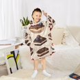 thumbnail image 6 of FORMRS Wearable Blanket Hoodie with Sleeves for Kids Cozy Flannel Sweatshirt, Blue Cakes, 6 of 7