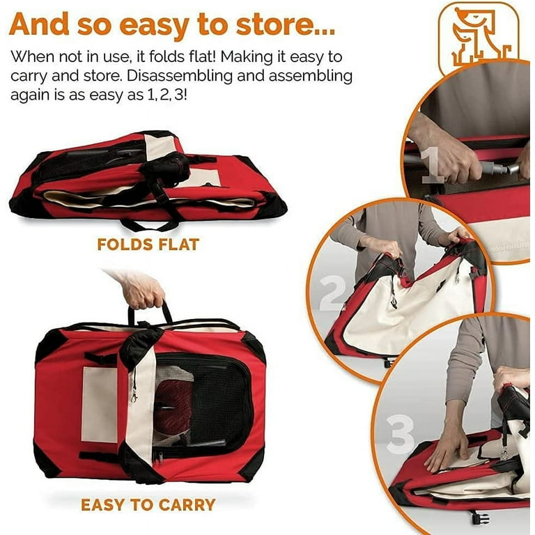 PETLUV Happy Cat Soft-Sided Cat Carrier, Red, Large 