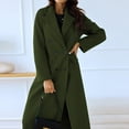 thumbnail image 6 of Stichou Pea Coats For Women Winter Classic Notch Lapel Double/Single Breasted Trench Coat Wool Blend Long Sleeve Overcoat Army Green L, 6 of 7