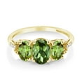 thumbnail image 3 of Gem Stone King 10K Yellow Gold Green Tourmaline Green Peridot and Diamond Engagement Ring for Women (1.72 Cttw, Gemstone Birthstone, Size 5), 3 of 6