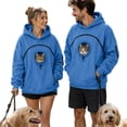 thumbnail image 4 of Awwp Hoodie with Cat Pouch Holder Sweatshirt Large Pocket Pullover Shirt Kangaroo Pocket Dog Sweatshirt Unisex Oversized Fit Pet Rest Holder,Zip Front Pet Pouch Sweatshirt Blue M, 4 of 8