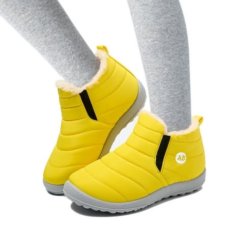 

eczipvz Toddler Shoes Childrens Winter Childrens Boots Flat Splashing Warm Short Tube Snow Boots Winter (Yellow 11.5 Little Child)