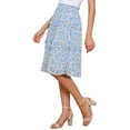 thumbnail image 4 of Faldas florales para mujer INSPIRE CHIC, falda de gasa de verano con cintura elástica fruncida, corte A, por debajo de la rodilla, con volantes, color azul y blanco, 4 of 6