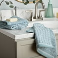 thumbnail image 3 of TOWN & COUNTRY EVERYDAY 4-Piece Textured Windowpane Washcloth Set, 13"x13", 100% Cotton, Plush & Absorbent 550GSM, Aqua Blue, 3 of 8