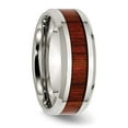 thumbnail image 4 of Chisel Stainless Steel Polished with Red Koa Wood Inlay Enameled 8mm Band, 4 of 7