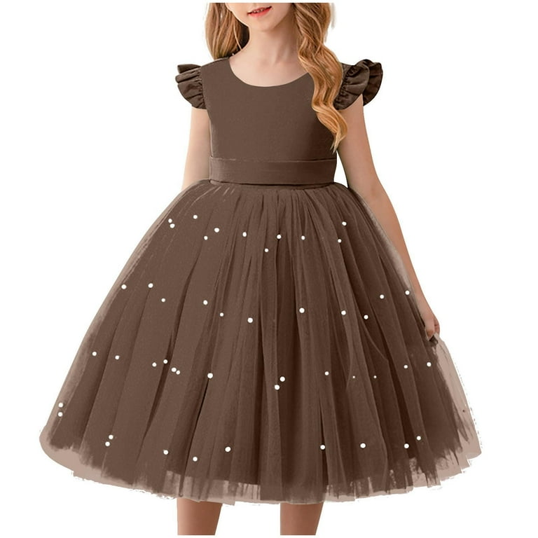 brown puffy dress Brown A-Line Dress with Dog Ear Collar & Puffy Sleeves – Retro Style –  TAVROVSKA main image 0