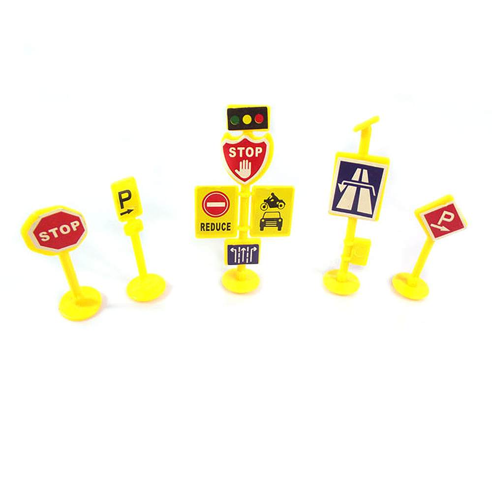 10 Pcs Traffic Signage Model Road Signs Toys Engineering Road Signs DIY Mini Toys;10 Pcs Traffic