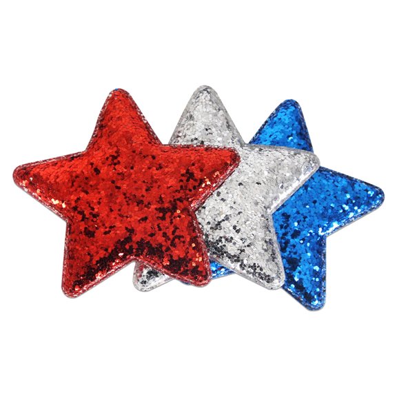 July 4th Patriotic Star Hair Accessories Sparkling Hair Clip for Party Cheer Teams Independence Day Celebration