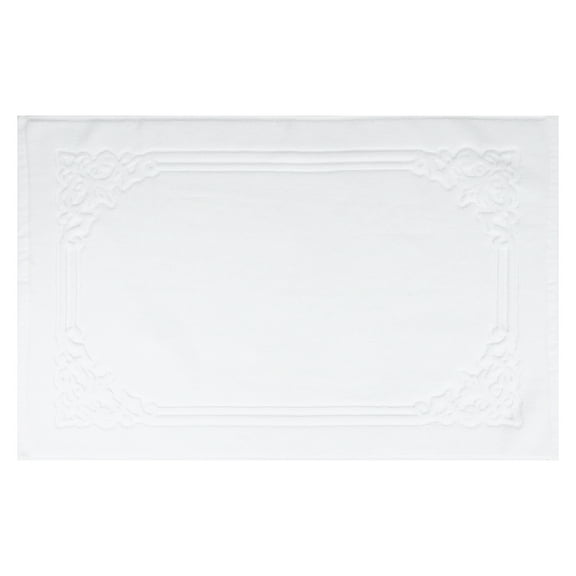 REGALWOVEN Bath Mat for Bathroom, Cotton Absorbent Floor Mats Quick Dry Towel for Hotel Spa Shower Bathtub Rug White 18" x 28"