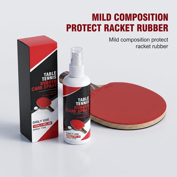 Table Tennis Rubber Cleaner Spray, Racket Paddle Care, Restores Grip Tackiness for Ping Pong Rubber Spin Home Club, 3.38 fl oz