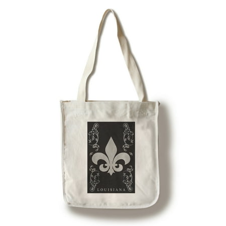 Fleur De Lis Purses Rhinestone Louisiana - Flourish & Fleur de Lis - Black - Lantern Press Artwork (100% Cotton Tote Bag - Reusable) ()