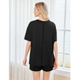 thumbnail image 6 of Ekouaer Women's 2 Piece Pajama Sets Short Sleeve Lounge Sets Soft Round Neck Top and Shorts Sleepwear, 6 of 7