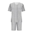 thumbnail image 5 of ZToonmas Women's Plus Size V Neck Short Sleeve Vintage Print Top and Elastic High Waist Bike Shorts 2 Piece Casual Loungewear Set, 5 of 5