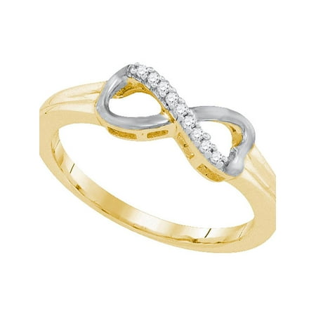 Yellow-tone Sterling Silver Womens Round Diamond Infinity Ring 1/20 ...