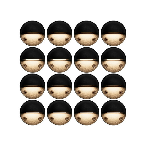 GKOplus 16-Pack Low Voltage LED Deck Lights, Mini Size Eyelid Step Lights with 1W Integrated LED Chips, IP65  Rated Waterproof for Outdoor, 3000K, Die-cast Aluminum with Black Powder Coated Finish