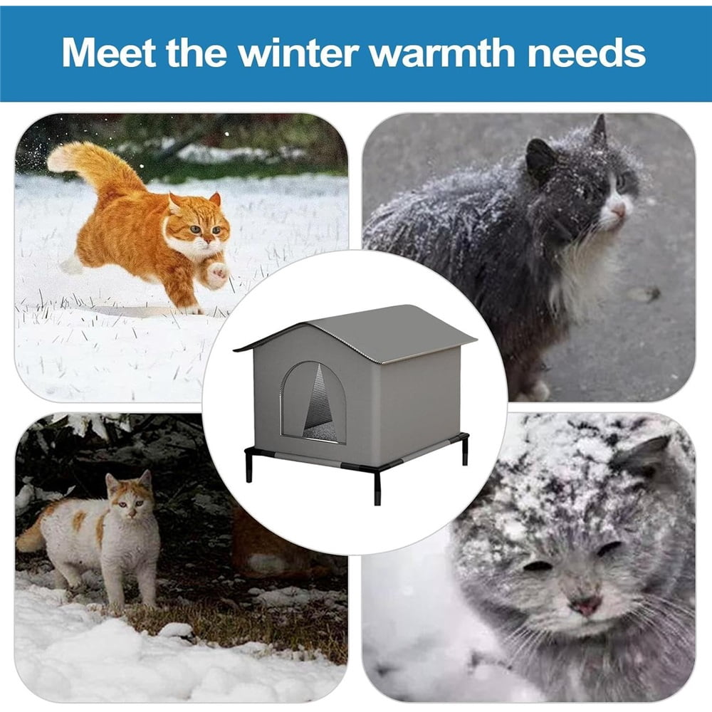 Sugagale Outdoor Cat House Waterproof, Cat Shelter for Outside Cats, Weatherproof Feral Cat House for Backyard Garage Porch, Insulated Foldable Cat House Outdoor