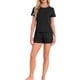 thumbnail image 2 of Conjunto de pijama para mujer INSPIRE CHIC de 2 piezas con camiseta de manga corta y pantalones cortos con volantes, color negro, con bolsillo, 2 of 6