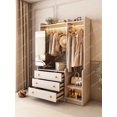 thumbnail image 2 of Dressing Mirror Coat Rack Integrated Solid Wood Floor-Standing Wardrobe Clothes European-Style Storage Cabinet My Lux Decor Round, 2 of 20