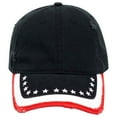 thumbnail image 2 of OTTO CAP 6 Panel Low Profile American Flag Patriot USA Dad Hat, Black with Distressed American Flag Design Visor, 2 of 3