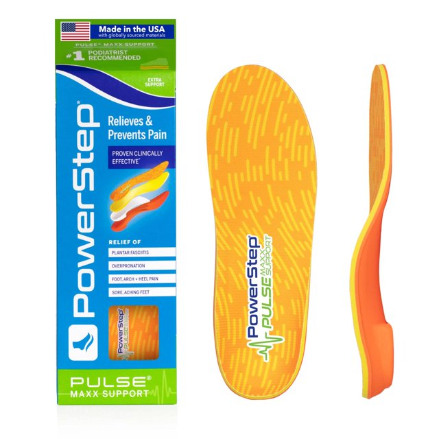 Plantillas Ortopédicas PowerStep Pulse Maxx Negras para Sobrepronación y Alivio del Dolor