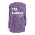 thumbnail image 4 of Lovskoo Women's Fuzzy Fleece Sweatshirt Pullover Tops Crewneck Long Sleeve Pocket Printed Winter Thick Warm Plush Top Purple, 4 of 5
