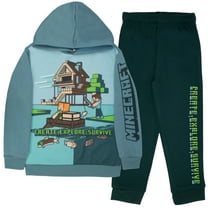 Minecraft Fleece Sweatshirt Hoodie and Jogger Pants Set (Boys, Kids Sizes 4-8), 2-Piece