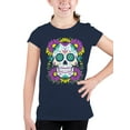 thumbnail image 2 of Floral Sugar Skull Decor Youth's T-shirt, 2 of 3
