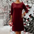 thumbnail image 6 of Karight Women's Velvet Dress Trendy Formal Long Sleeve Loose Casual Swing Mixi Dresses Plus Size for Daily Wear with Pockets, 6 of 9