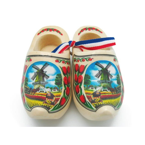Oktoberfest Haus Dutch Carved Brown Wooden Shoes Landscape Design Natural Decorative Clogs for Home Decor