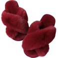 thumbnail image 1 of LAICAIW Pantoufles en Mousse à Mémoire de Forme pour Femmes, Bande Croisée, Confortables, en Peluche, à Bout Ouvert, pour Intérieur et Extérieur, 1 of 6