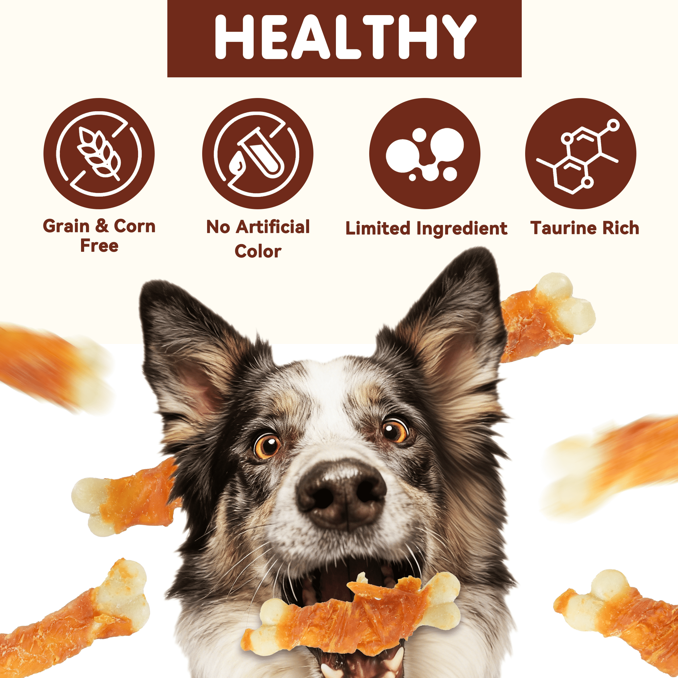 (2 pack) PAWUP Chicken Wrapped Calcium Bone Dog Treats, Dog Bones Rawhide Free, Dog Teeth Cleaning Chews for Small Medium Large Dogs, 10.6oz