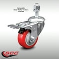 thumbnail image 2 of 3.5 Inch SS Red Polyurethane 12mm Threaded Stem Caster Total Lock Brake, 2 of 2
