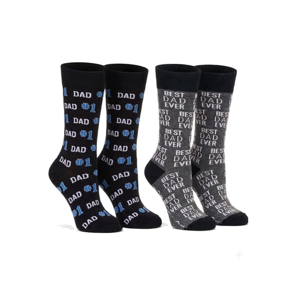 Men's #1 Dad & Best Dad Ever Novelty Funny Socks Father's Day 2-PACK