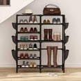 thumbnail image 4 of 7 Tiers Shoe Rack Shoe Shelf Shoe Storage Organizer with Side Hooks for Entryway, 24-30 Pairs Metal Shoe Rack Taller Shoes Boots Organizer, 4 of 6