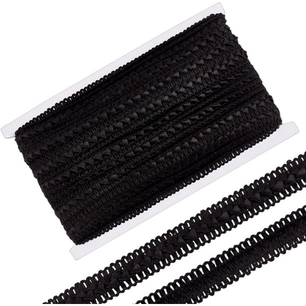 Cinta de encaje trenzado negro de 27,3 yardas, 3/4 de pulgada, estilo triangular, estilo ciempiés.