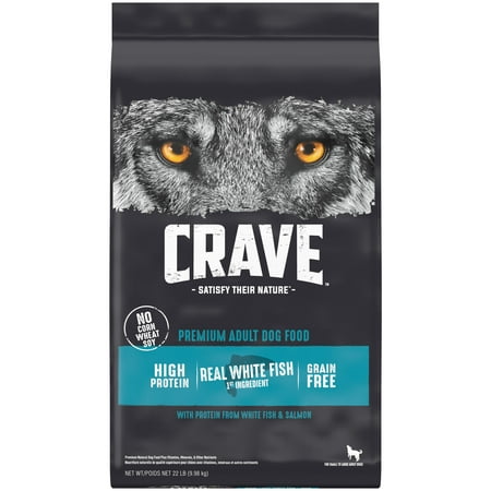 CRAVE Grain Free Adult Dry Dog Food with Protein from White Fish & Salmon, 22 lb. Bag