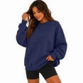 thumbnail image 6 of Garbnen Crew Neck Sweatshirt Women Fleece Long Sleeve Shirt for Women Casual Fall Winter Warm Oversized Trendy Pullover for Women Blue M, 6 of 6