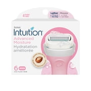 Schick Intuition Advanced Moisture Womens Razor 4-Blade Refills, 6 Ct, Lather & Shave In One Step