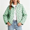 thumbnail image 7 of WIZUTIZ Women's Polka Dot Zip Up Jacket Lapel Collar Drawstring Hem Casual Lightweight Coat Spring Fall Outerwear with Pockets, 7 of 7