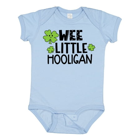 

Inktastic St. Patrick s Day Wee Little Hooligan with Clovers Gift Baby Boy or Baby Girl Bodysuit