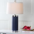 thumbnail image 1 of Safavieh Lighting Collection Column Navy Faux Leather 26-inch Bedroom Living Room Home Office Desk Nightstand Table Lamp (Set of 2) - LED Bulbs Included, 1 of 5