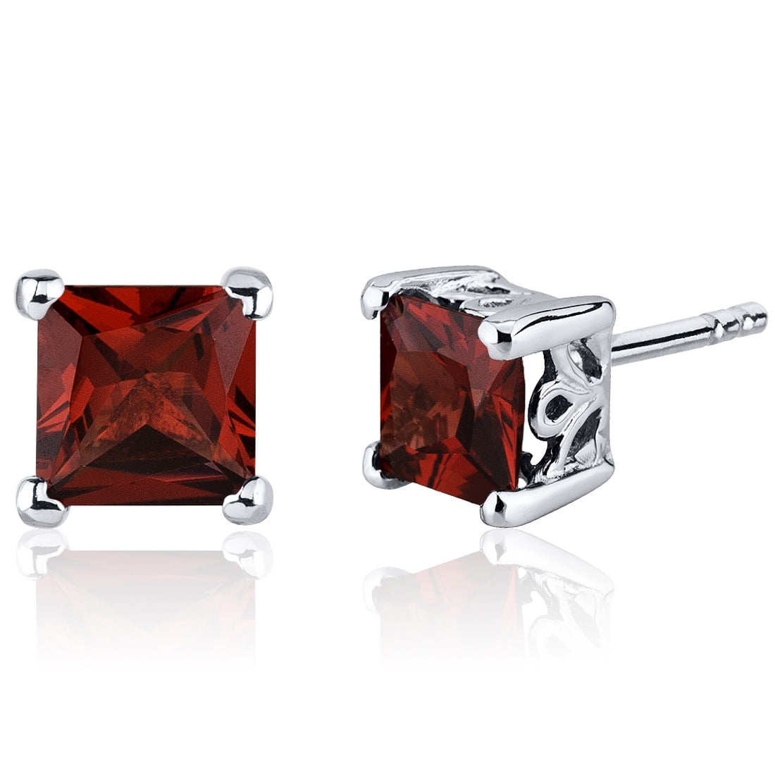 princess cut garnet earrings