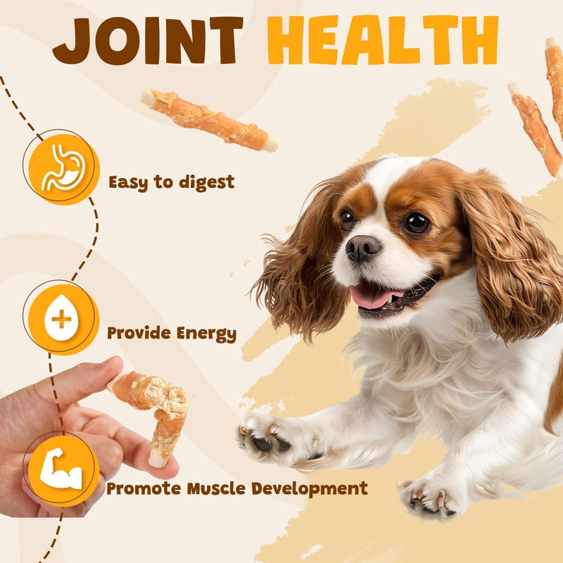 (2 pack) ASMPET Chicken Jerky Wrapped Biscuits Stick Dog Treats, Soft Chewy Rawhide Free Dog Chews for Small Medium Large Dogs, 10.6oz