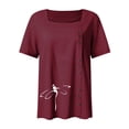 thumbnail image 5 of Atogsazn Women Summer Casual Short Sleeve Shirts Casual Flower Printing Loose Tops Linen Tshirts Shirts for Women Wine XXL, 5 of 5
