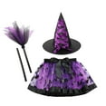 thumbnail image 2 of HCNTES Toddler Girls Witch Tutu Skirt Set with Hat & Broomstick 3 Pcs Dress Up Halloween Outfits 3 8Y(Dark Purple&2,3-4 Years), 2 of 3
