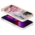 thumbnail image 5 of ELEHOLD for iPhone 13 Pro 6.1 inch Marble Case, Clear Electroplated Frame Soft TPU Anti-Scratch Wear-Resistant Wireless Charging Slim Fit Transparent Case for iPhone 13 Pro, Rose, 5 of 5