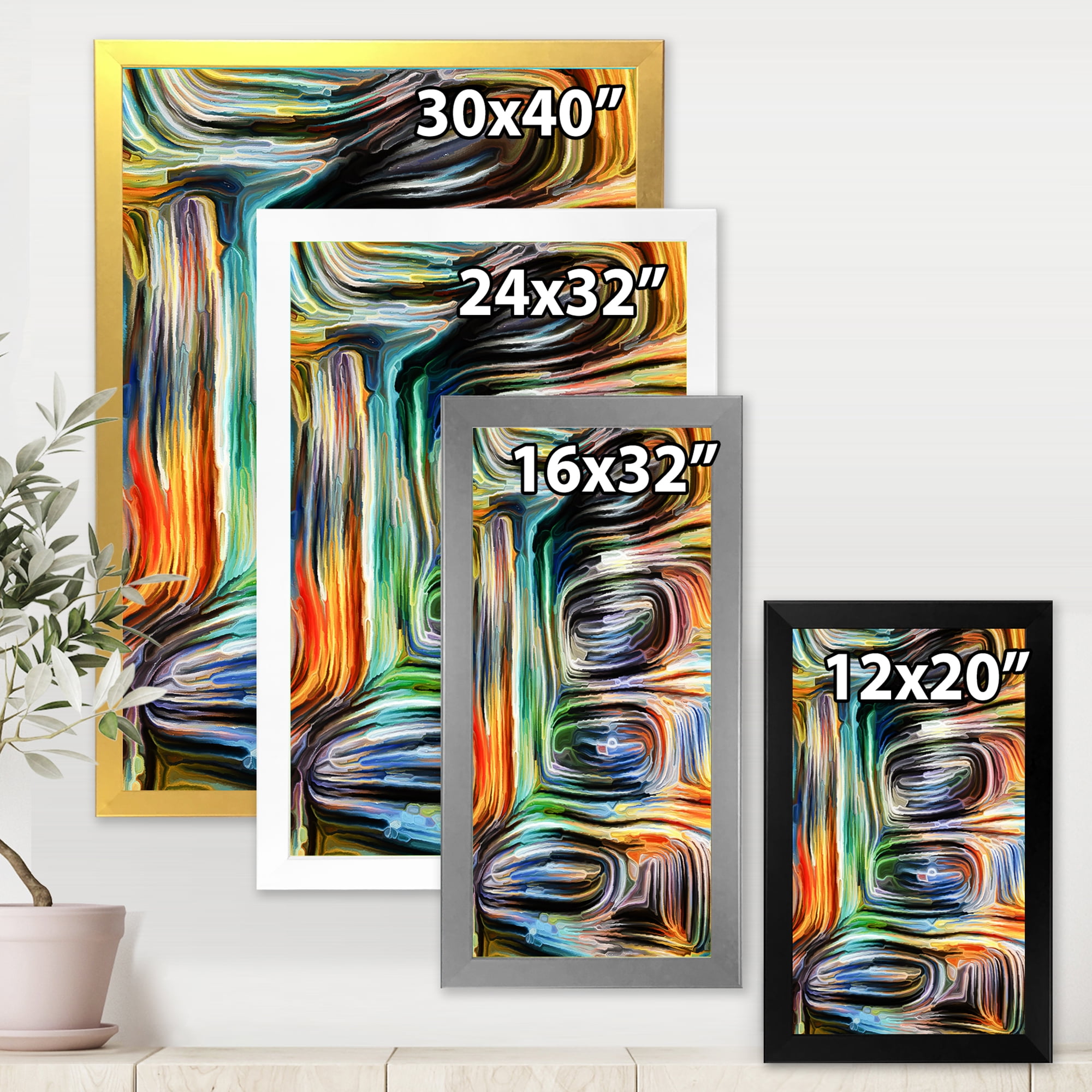Designart 'Colour Spiral Fusion VII' Modern Framed Art Print