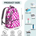 thumbnail image 5 of Pink and White Wavy Checkered Pattern Backpack for School, Cute School Bag with Adjustable Shoulder Straps and Padded Back, 16.9"x12.6"x5.9", 5 of 5