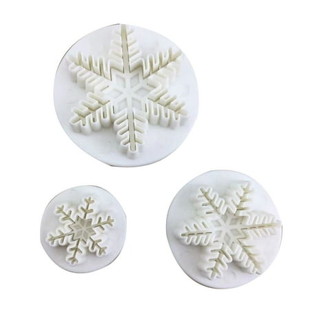 

BOOMTB 3pcs Snowflake Plastic Baking Mold Kitchen Biscuit Cookie Cutter Pastry Plunger
