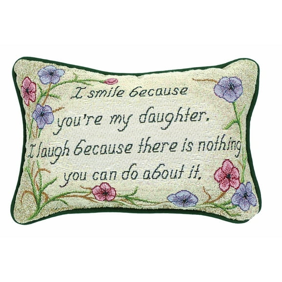 Manual 12.5 x 8.5-Inch Decorative Throw Pillow, I Smile I Laugh/Daughter